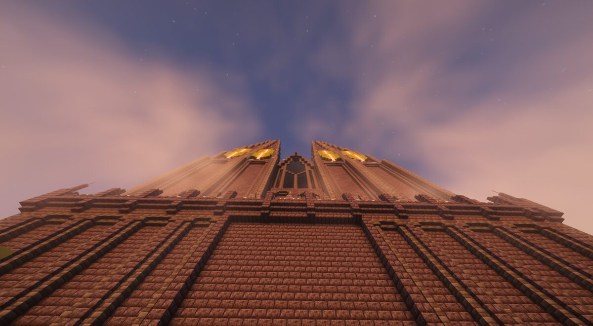A towering player-built nation structure on Elyndor